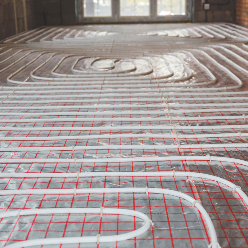 heating coils on floor